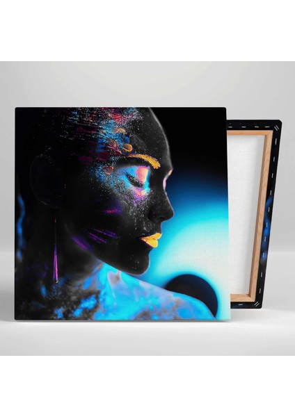 Neon Makyajlı Model Kanvas Tablo