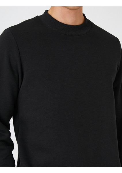 Koton Basic Sweatshirt Şardonlu Yarım Balıkçı Yaka Uzun Kollu indirimleri