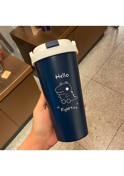 500ML Cute Thermo Water Bottle Stainless Steel Kawaii Insulated Mug For Coffee Bubble With Straw 3D Sticker Strap (Yurt Dışından)