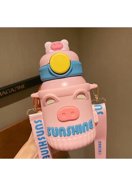550ML Cute Stainless Steel Water Bottle Kids Thermal Bottle With Straw (Yurt Dışından)