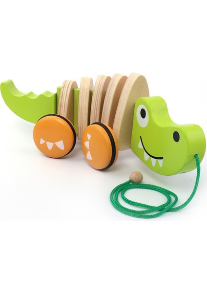 Yürümeye Başlayan Ahşap Oyuncak Esnek Croc Boyunca Çekme 28*11*11CM (Yurt Dışından)
