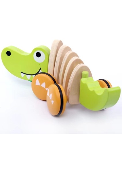 Yürümeye Başlayan Ahşap Oyuncak Esnek Croc Boyunca Çekme 28*11*11CM (Yurt Dışından)