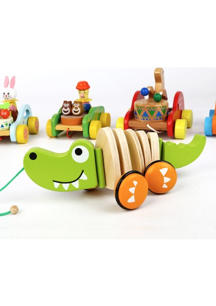 Yürümeye Başlayan Ahşap Oyuncak Esnek Croc Boyunca Çekme 28*11*11CM (Yurt Dışından)