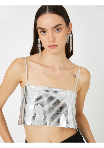 Payetli Büstiyer Kare Yaka İnce Askılı fiyatları
