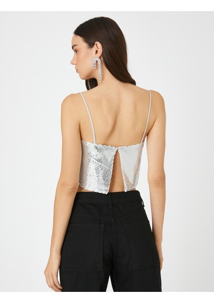 Payetli Büstiyer Kare Yaka İnce Askılı fırsatları