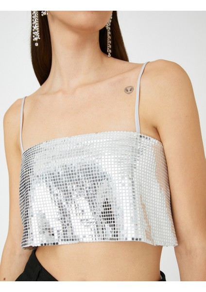 Payetli Büstiyer Kare Yaka İnce Askılı indirimleri