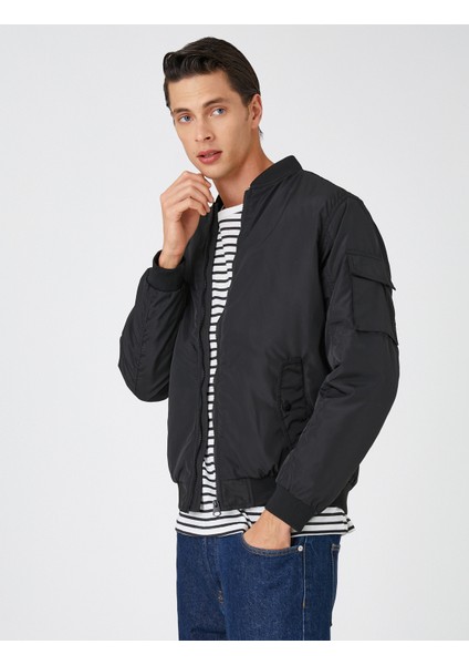 Basic Bomber Ceket Fermuarlı Çok Cepli Yuvarlak Yaka fiyatları