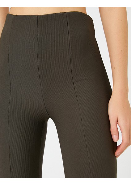 İspanyol Paça Pantolon Yüksek Bel Yırtmaç Detaylı