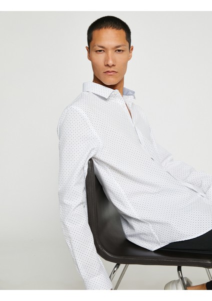 Basic Gömlek Klasik Yaka Uzun Kollu Slim Fit