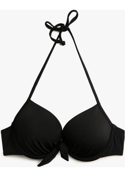 Push Up Bikini Üstü Boyundan Bağlamalı Balenli