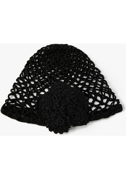 File Örgülü Çiçek Motifli Şapka - Melis Ağazat X Koton