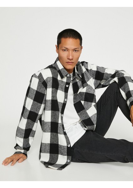 Ekoseli Oduncu Gömleği Klasik Yaka Uzun Kollu