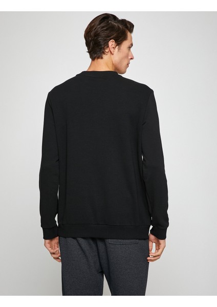 Basic Bisiklet Yaka Sweatshirt Uzun Kollu