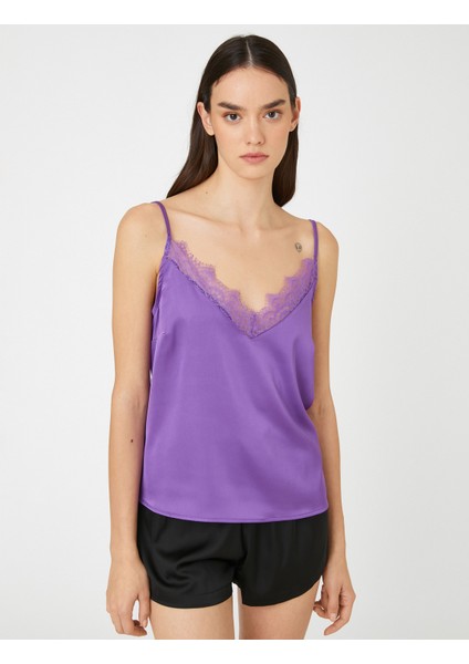 Saten Pijama Üstü Atlet İnce Askılı Dantelli modelleri