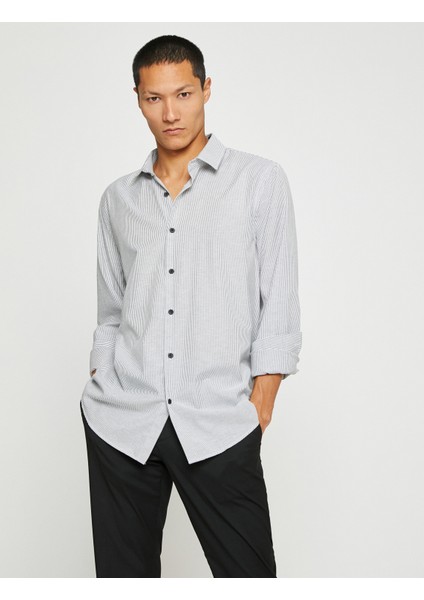 Spor Gömlek Slim Fit Klasik Yaka Uzun Kollu Non Iron