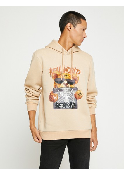 Ayı Baskılı Kapşonlu Sweatshirt Şardonlu fiyatları