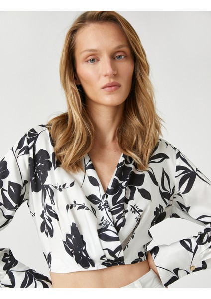 Crop Anvelop Bluz Uzun Kollu Gömlek Yaka fiyatları