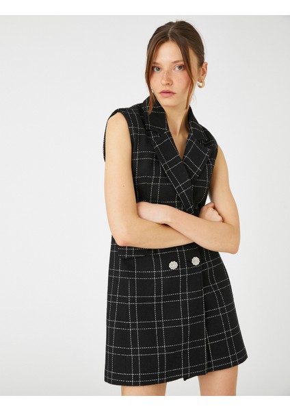 Ceket Elbise Düğmeli Cep Detaylı Kolsuz Yün Karışımlı fiyatları