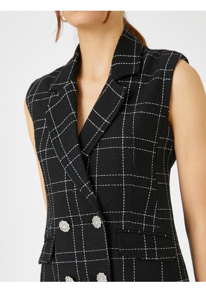 Ceket Elbise Düğmeli Cep Detaylı Kolsuz Yün Karışımlı indirimleri