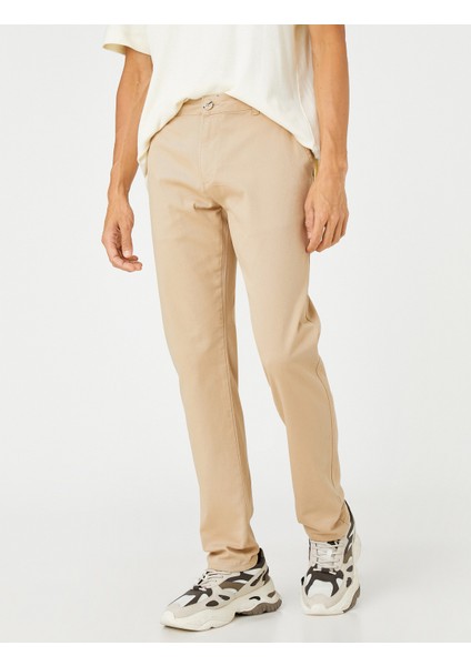 Basic Gabardin Pantolon Slim Fit Düğmeli Cep Detaylı modelleri