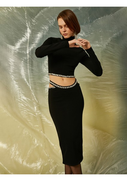 Beli Taşlı Crop Boğazlı Kazak fiyatları