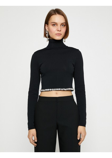 Beli Taşlı Crop Boğazlı Kazak fırsatları