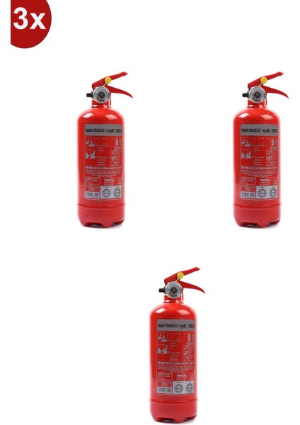 Yangın Tüpü Söndürücü 1kg 3 Lü 4 Yıl Garantili 2022 Üretim 2026 Tekrar Dolum