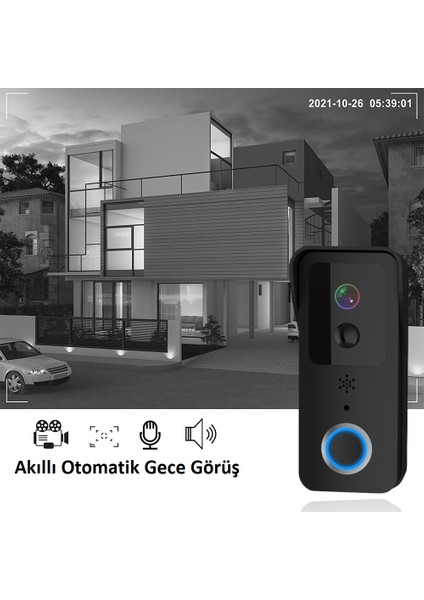 Kameralı Akıllı Kapı Zili 2.6mm Geniş Açı Lens Tuya Smart Akllı Yaşam Uygulması