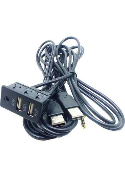 1.5m Araç Universal Aux + 2 USB Ses Gösterge Tablosu Monte Ekstansiyon Kablosu Kablosu (Yurt Dışından) fırsatları