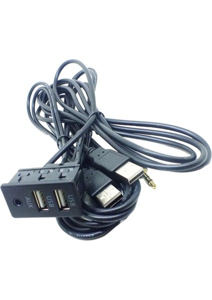 1.5m Araç Universal Aux + 2 USB Ses Gösterge Tablosu Monte Ekstansiyon Kablosu Kablosu (Yurt Dışından) indirimleri