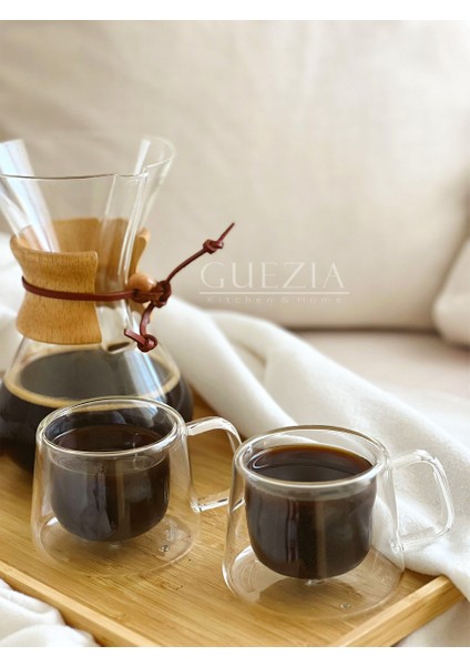 Isıya Dayanıklı Kuplu Çift Cidarlı Espresso Bardak | Kahve Bardağı | Borosilikat 2 Adet | 200 ml