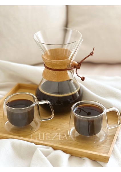 Isıya Dayanıklı Kuplu Çift Cidarlı Espresso Bardak | Kahve Bardağı | Borosilikat 2 Adet | 200 ml