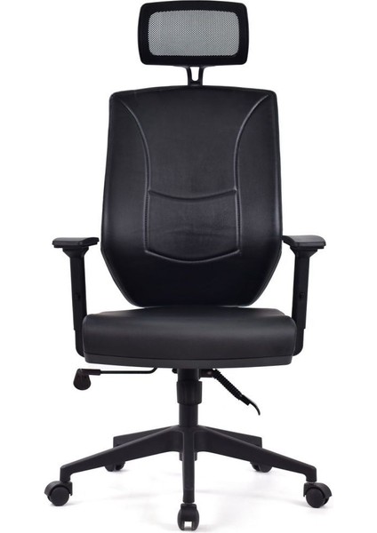 Koltuk Stilim Prag Siyah Pls Deri Makam Koltuğu Ofis Koltuğu