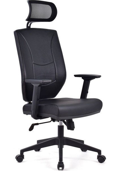 Koltuk Stilim Prag Siyah Pls Deri Makam Koltuğu Ofis Koltuğu