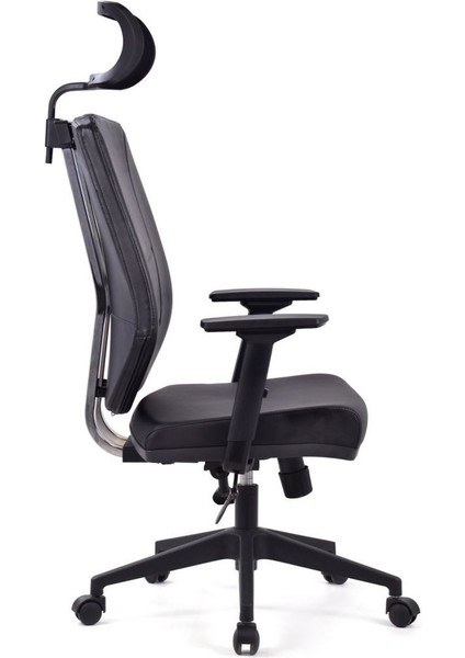 Koltuk Stilim Prag Siyah Pls Deri Makam Koltuğu Ofis Koltuğu