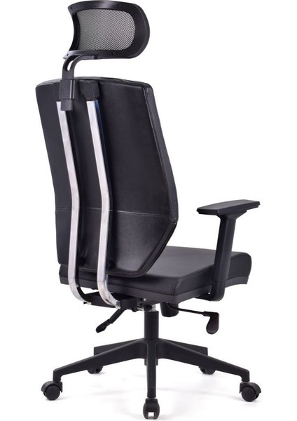 Koltuk Stilim Prag Siyah Pls Deri Makam Koltuğu Ofis Koltuğu