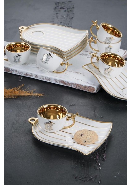 Beyaz Altın Kuş Kafesli Tek Kişilik Türk Kahvesi Fincanı fiyatları