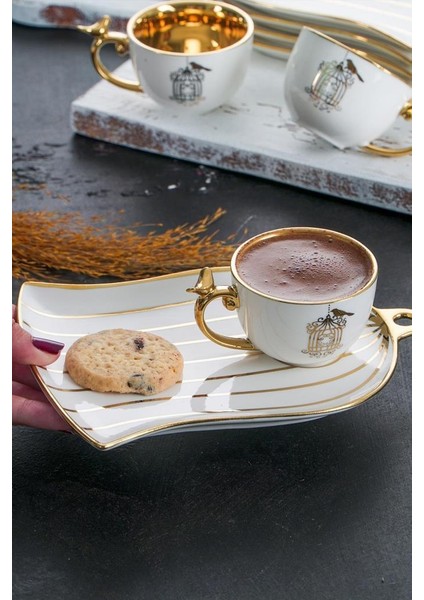 Beyaz Altın Kuş Kafesli Tek Kişilik Türk Kahvesi Fincanı fırsatları