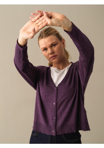 Kadın Mor Slim Fit Basic Hırka fiyatları