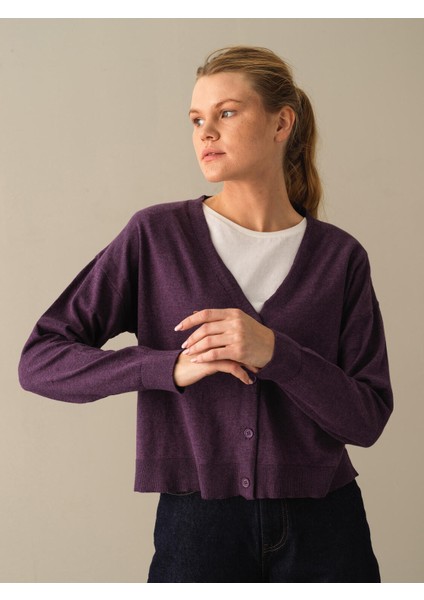 Kadın Mor Slim Fit Basic Hırka modelleri