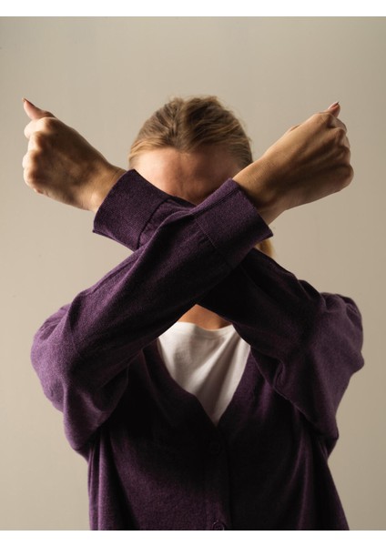 Kadın Mor Slim Fit Basic Hırka fırsatları