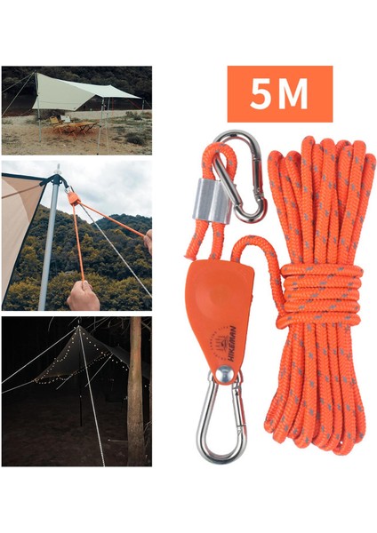Ayarlanabilir Kasnak Çırpma Halat Askı Kamp Yürüyüşü Için Yansıtıcı Yolsuzluk 6mm 5m Turuncu (Yurt Dışından)
