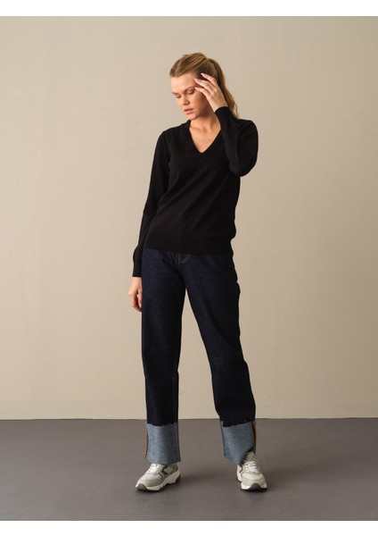 V Yaka %100 Pamuk Regular Fit Basic Kazak modelleri