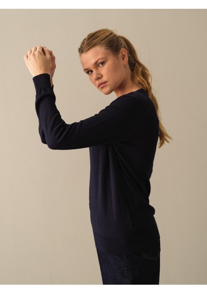 V Yaka %100 Pamuk Regular Fit Basic Kazak fırsatları