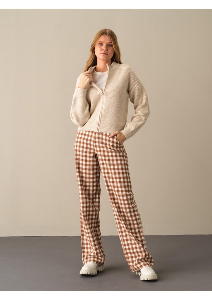 Kadın Bej Pamuklu Oversize Hırka