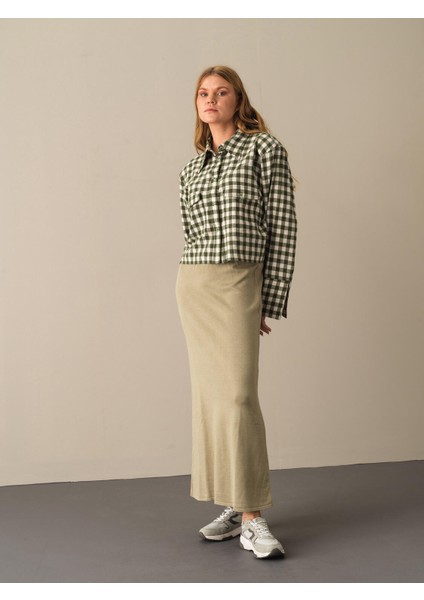 Kadın Yeşil Regular Fit Triko Uzun Etek fiyatları