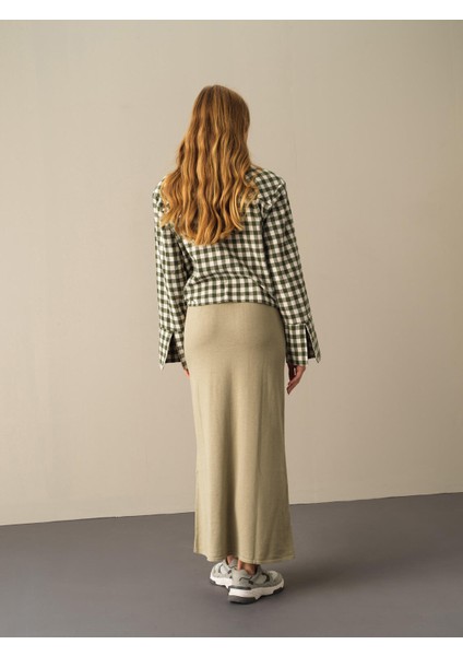 Kadın Yeşil Regular Fit Triko Uzun Etek indirimleri