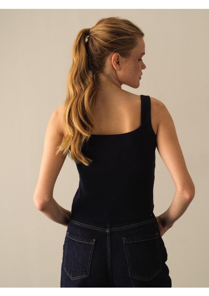 Kadın Lacivert Slim Fit Triko Basic Atlet indirimleri