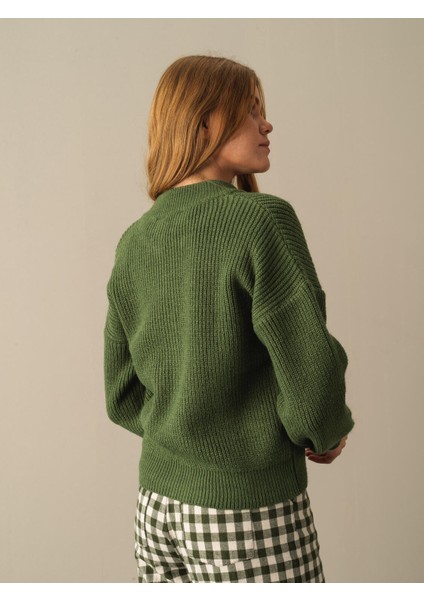 Kadın Yeşil Pamuklu Oversize Hırka indirimleri