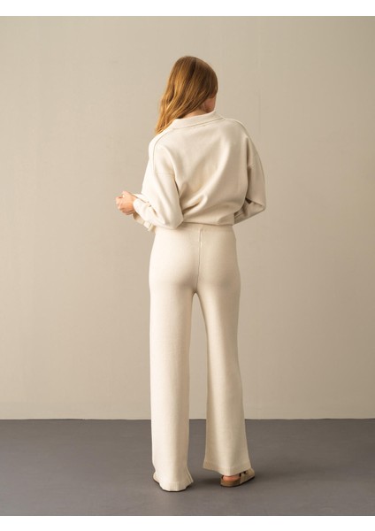 Kadın Ekru Regular Fit Triko Pantolon fırsatları